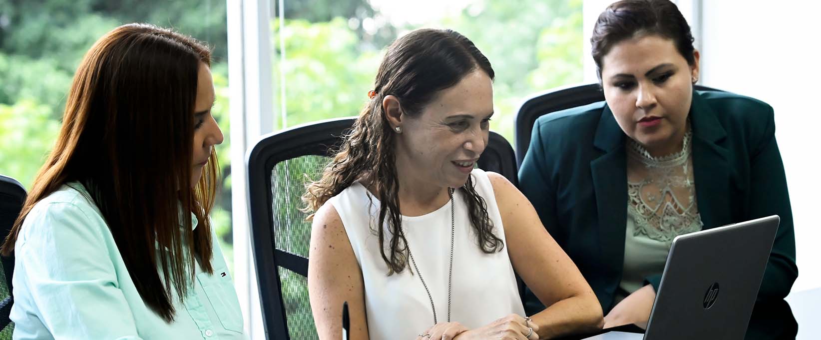 Personal mirando una laptop